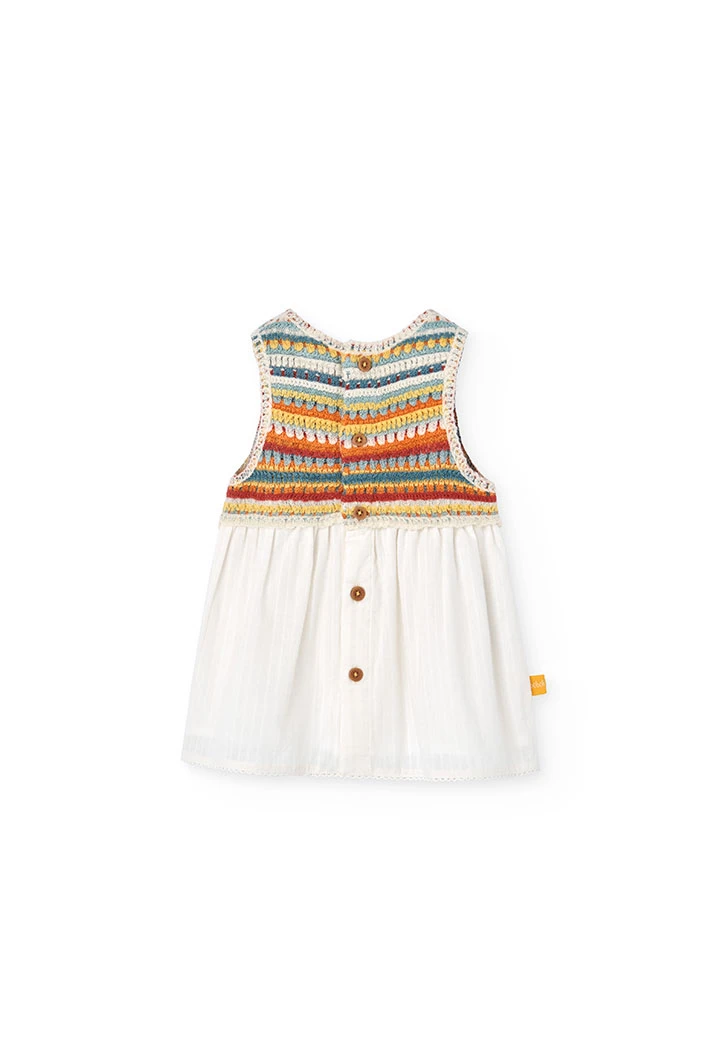 Robe en tricot pour bébé fille de couleur blanche