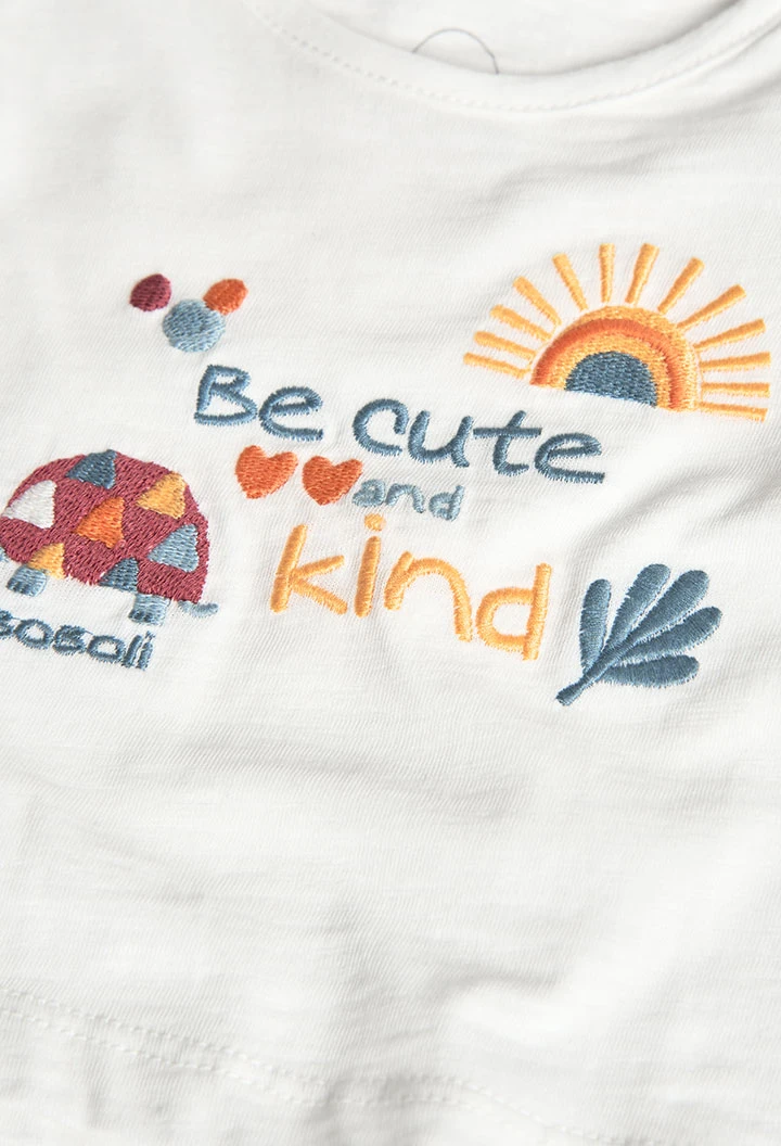 Ensemble de t-shirt et short en maille pour bébé fille de couleur blanche