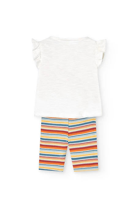 Ensemble de t-shirt et short en maille pour bébé fille de couleur blanche