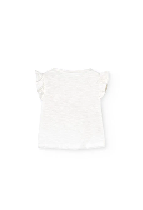 Baby girl\'s white knitted t-shirt and shorts set