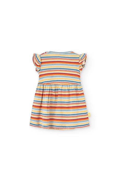 Vestido de malha para bebé menina com design de riscas em cores multicoloridas