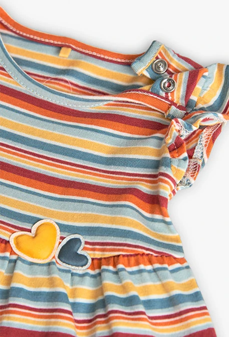 Vestido de malha para bebé menina com design de riscas em cores multicoloridas