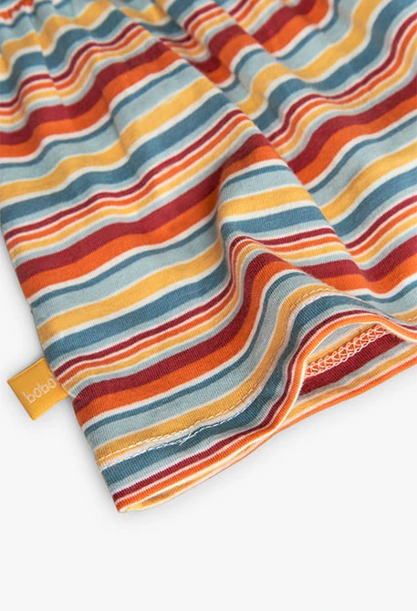 Vestido de malha para bebé menina com design de riscas em cores multicoloridas