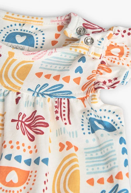 Pagliaccetto in maglia per neonata con stampa colorata