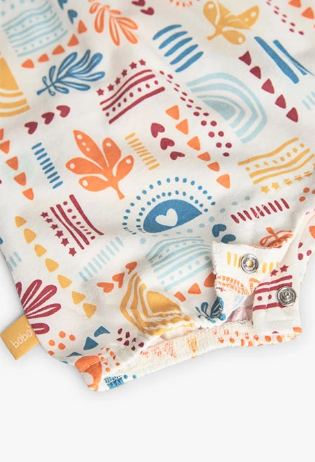 Pagliaccetto in maglia per neonata con stampa colorata