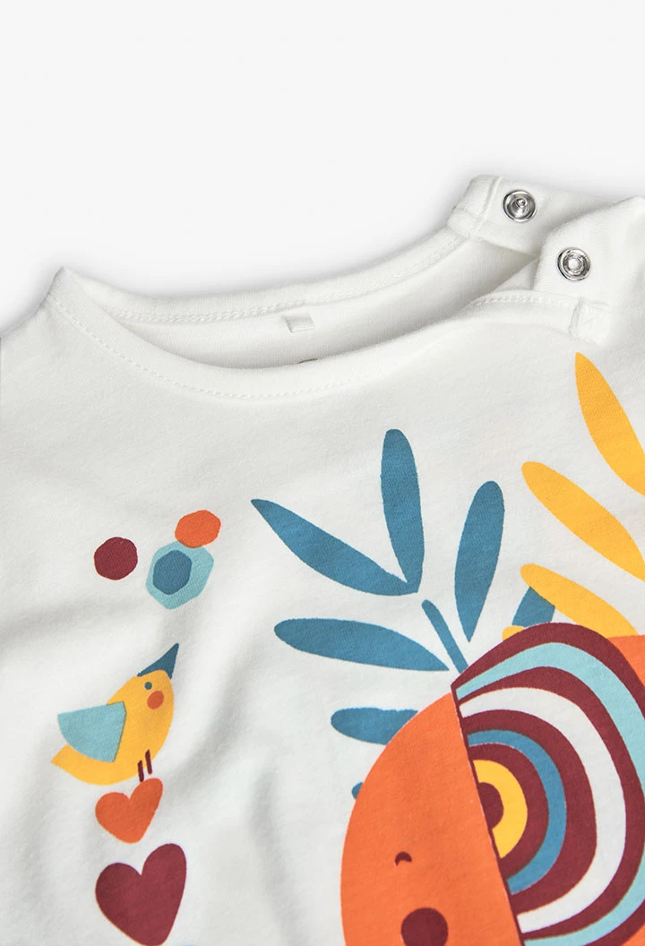 Pelele de punto para bebé niña con estampado de animales en color blanco