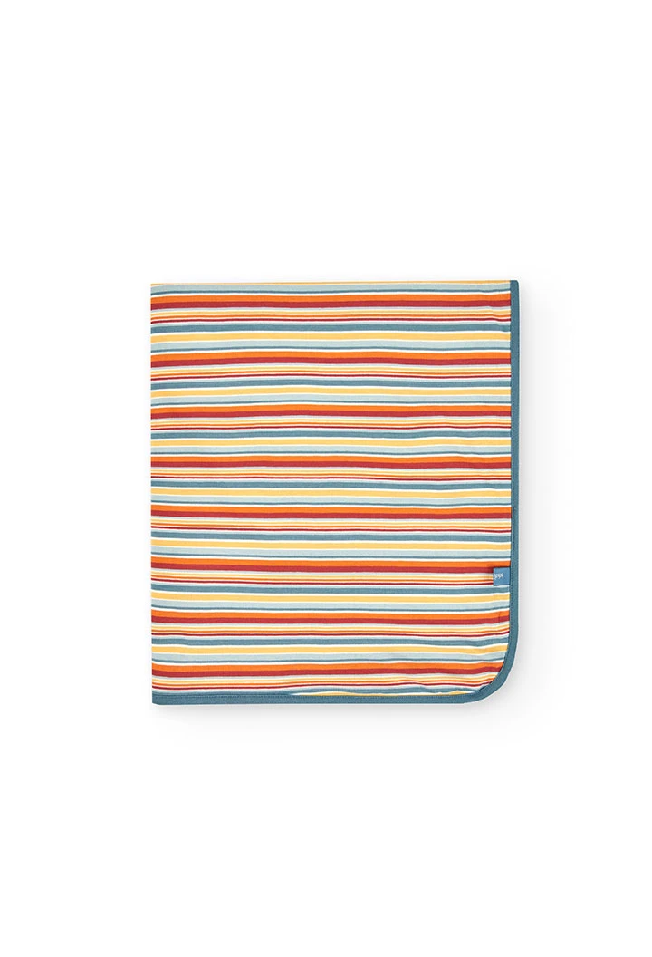Copertina a maglia per bambino in colore bianco con stampa multicolore