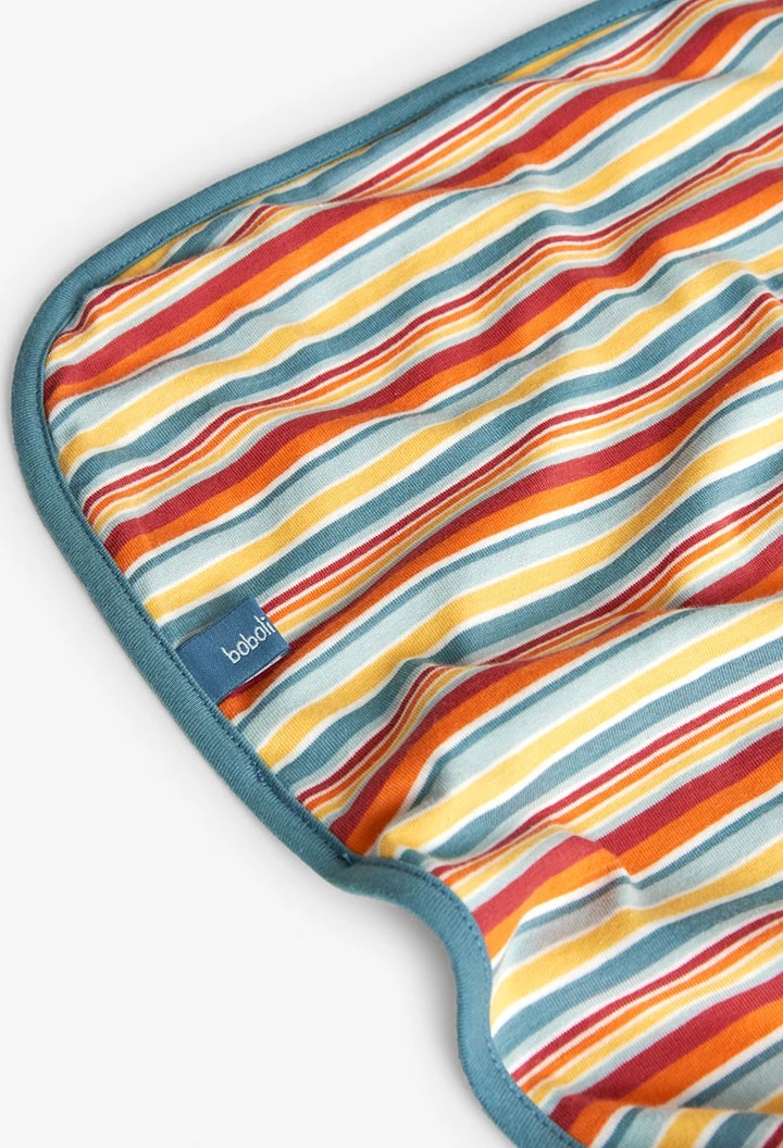 Copertina a maglia per bambino in colore bianco con stampa multicolore