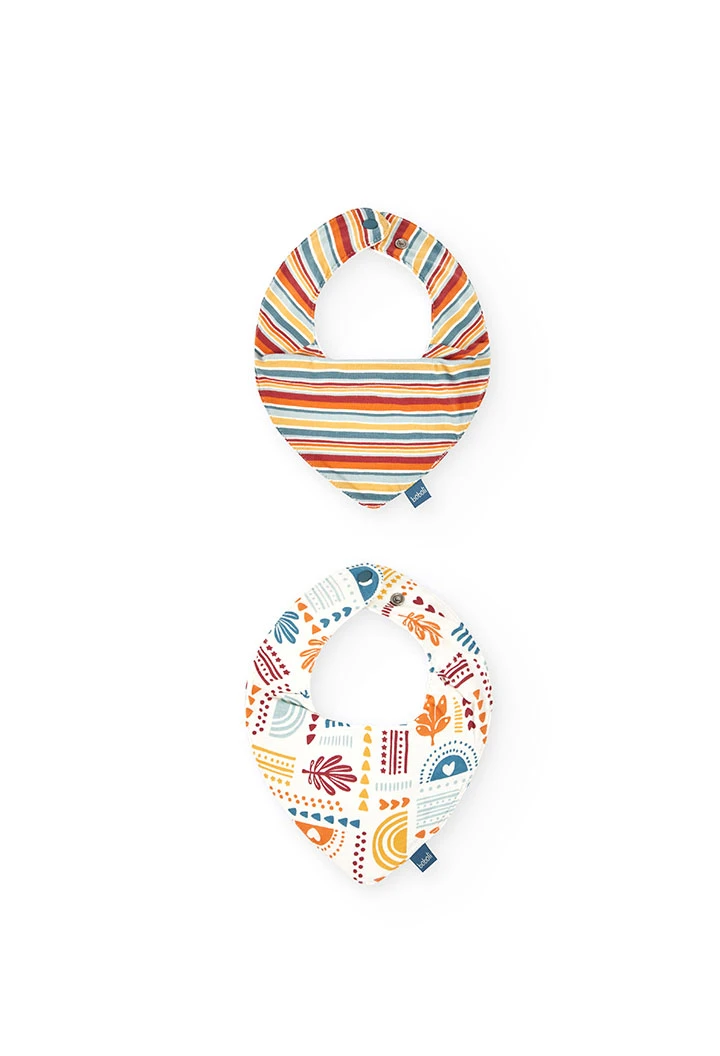 Pacco di 2 bavaglini in maglia per bebé in colori multicolore