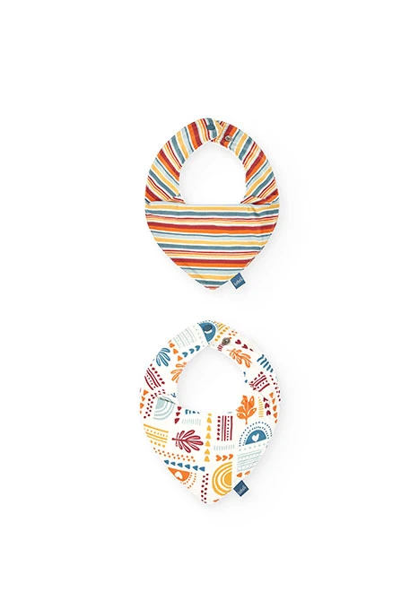 Lot de 2 bavoirs en tricot pour bébé de couleur multicolore