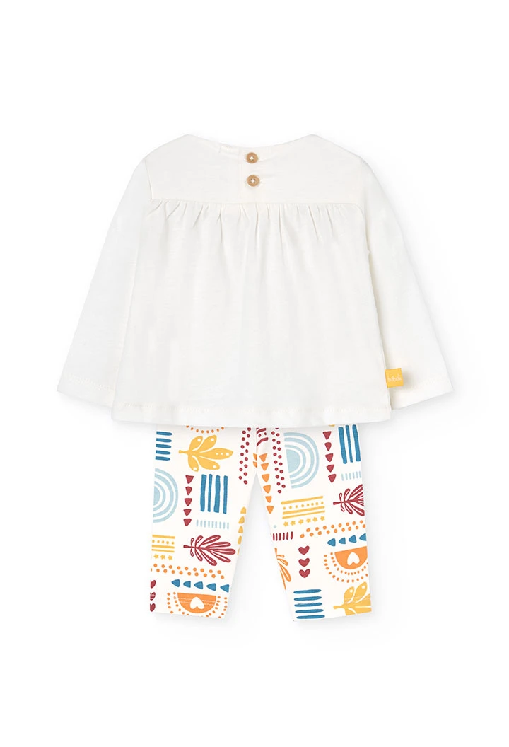Set aus T-Shirt und Strickleggings für Baby-Mädchen in Weiß mit Print.