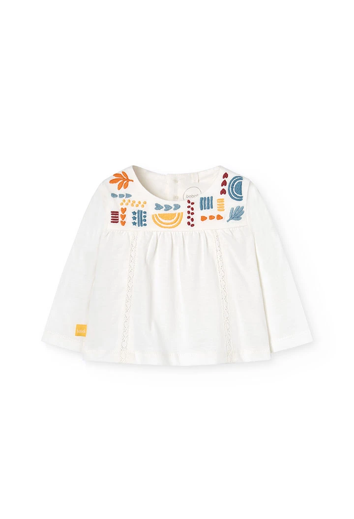 Set aus T-Shirt und Strickleggings für Baby-Mädchen in Weiß mit Print.