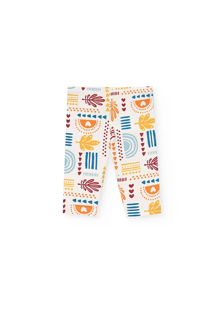 Set aus T-Shirt und Strickleggings für Baby-Mädchen in Weiß mit Print.