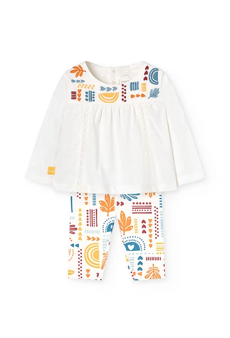 Ensemble de t-shirt et leggings en tricot pour bébé fille de couleur blanche avec imprimé