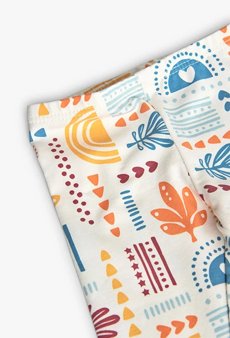 Ensemble de t-shirt et leggings en tricot pour bébé fille de couleur blanche avec imprimé