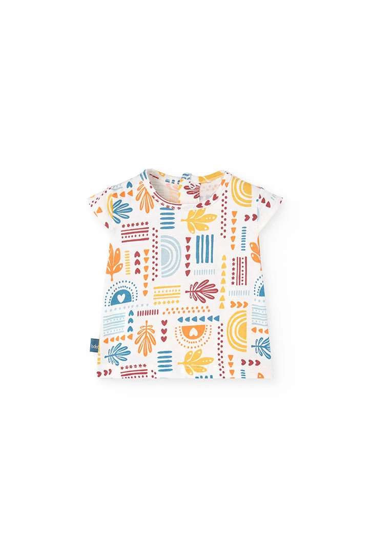 Baby girl\'s knit set in turquoise with floral print