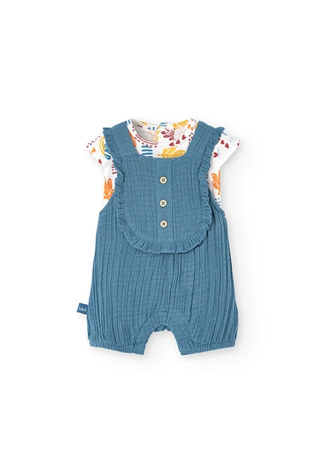 Ensemble en maille pour bébé fille de couleur turquoise avec un imprimé floral