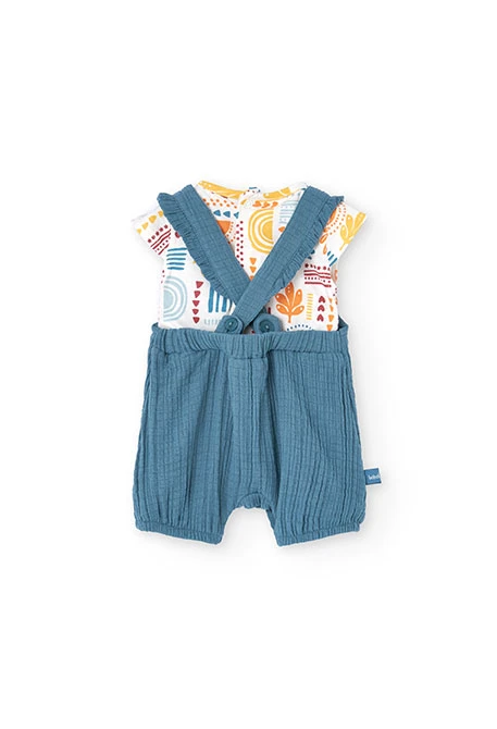 Baby girl\'s knit set in turquoise with floral print