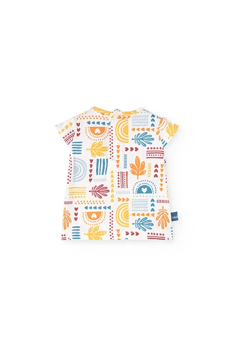 Baby girl\'s knit set in turquoise with floral print