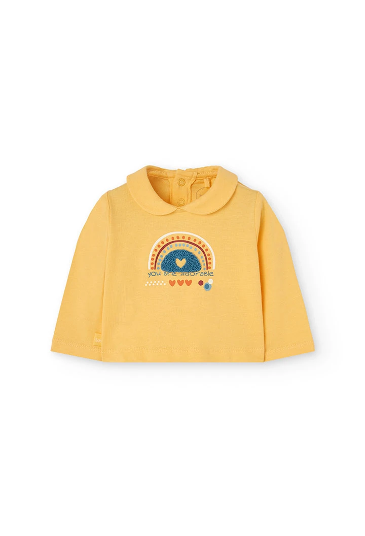 Baby girl's yellow knit outfit set