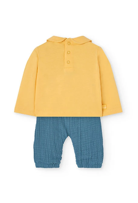 Ensemble en maille combinée pour bébé fille de couleur jaune
