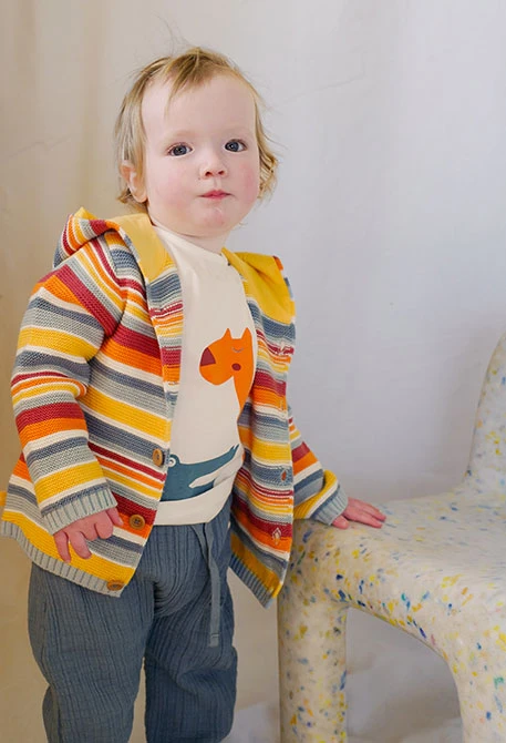 Ensemble en tricot pour bébé garçon en blanc et bleu