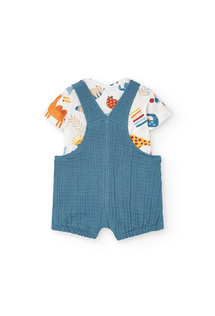 Conjunto de t-shirt e jardineiras para bebé com estampado variado