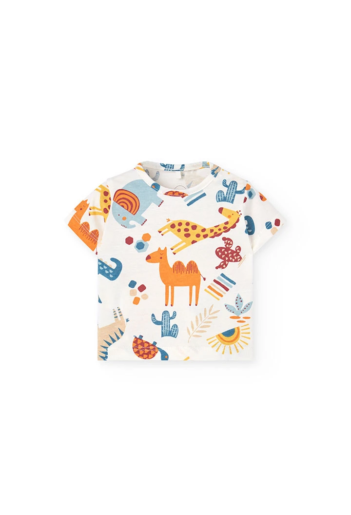Conjunto de t-shirt e jardineiras para bebé com estampado variado