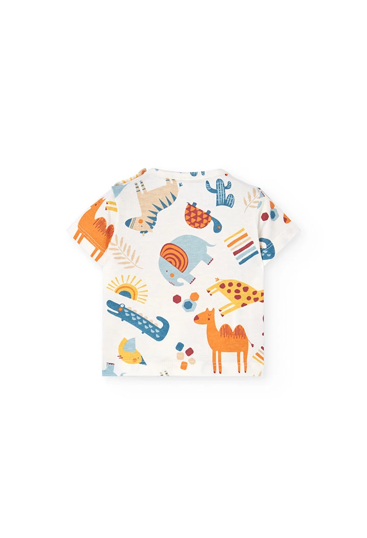 Conjunto de t-shirt e jardineiras para bebé com estampado variado