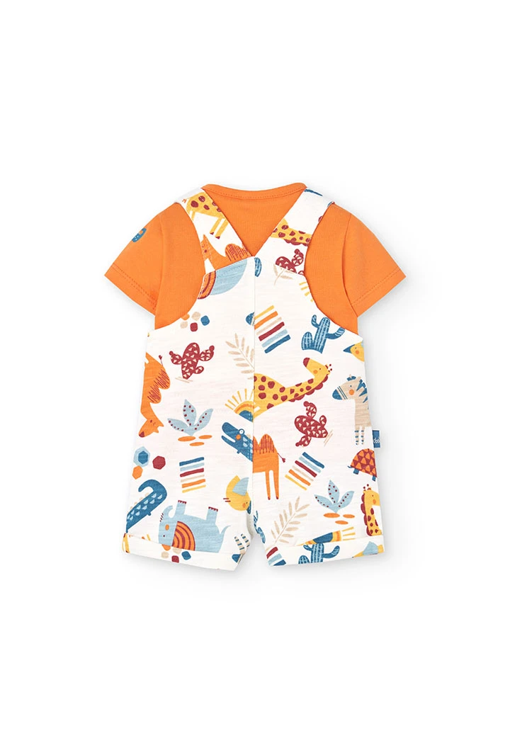 Set aus T-Shirt und Stricklatzhose für Baby Jungen in Orange.