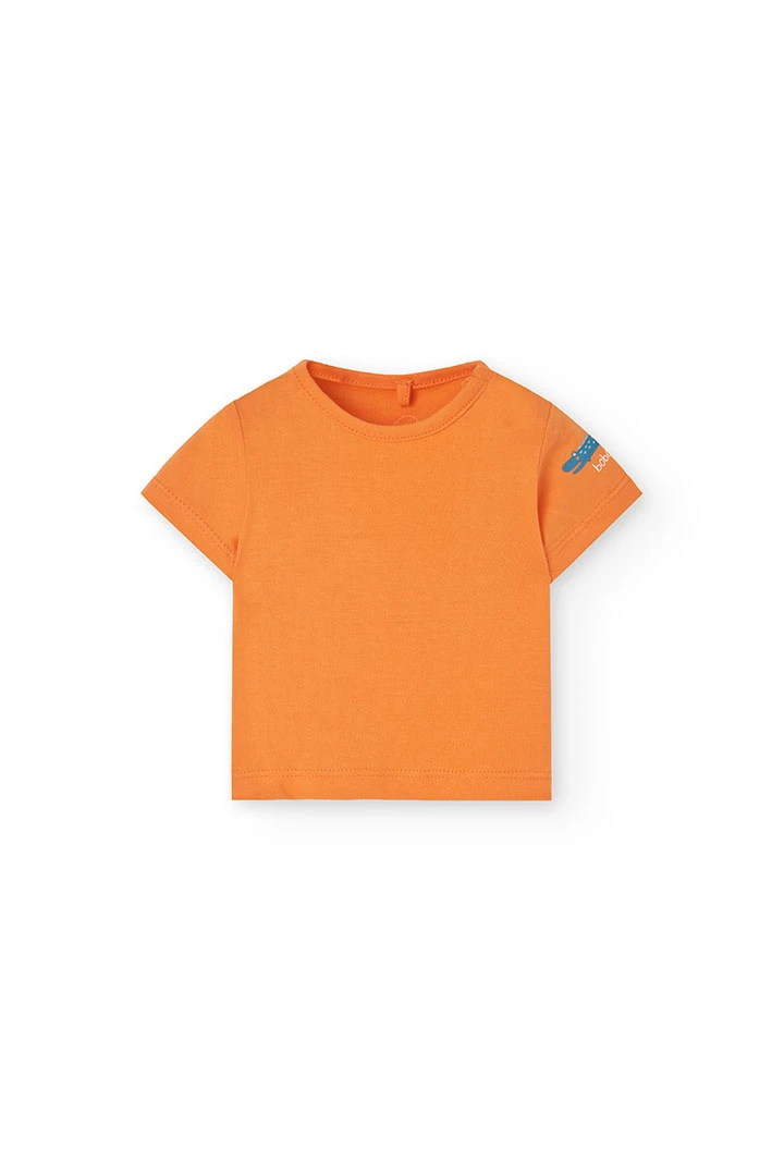 Set aus T-Shirt und Stricklatzhose für Baby Jungen in Orange.