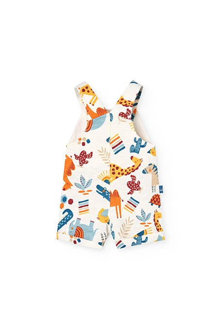 Completo composto da maglietta e salopette a maglia per neonato in colore arancione.