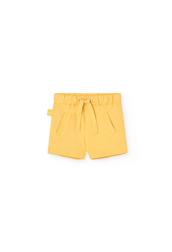 Ensemble de t-shirt en maille pour bébé garçon de couleur jaune avec motif à rayures et crocodile