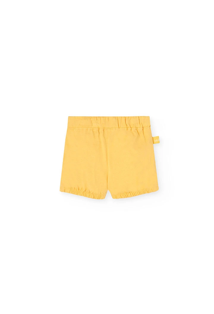 Ensemble de t-shirt en maille pour bébé garçon de couleur jaune avec motif à rayures et crocodile