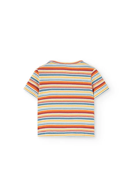 Set di maglietta in maglia per neonato di colore giallo con stampa a righe e coccodrillo.