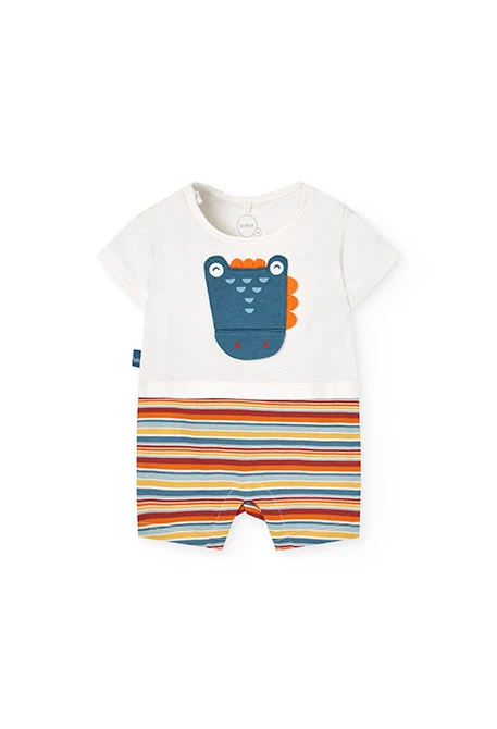 Strampler aus Strick für Jungen in Weiß mit Dinosaurier-Design