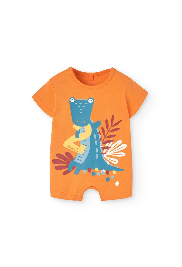 Pelele de punto para bebé niño en color naranja