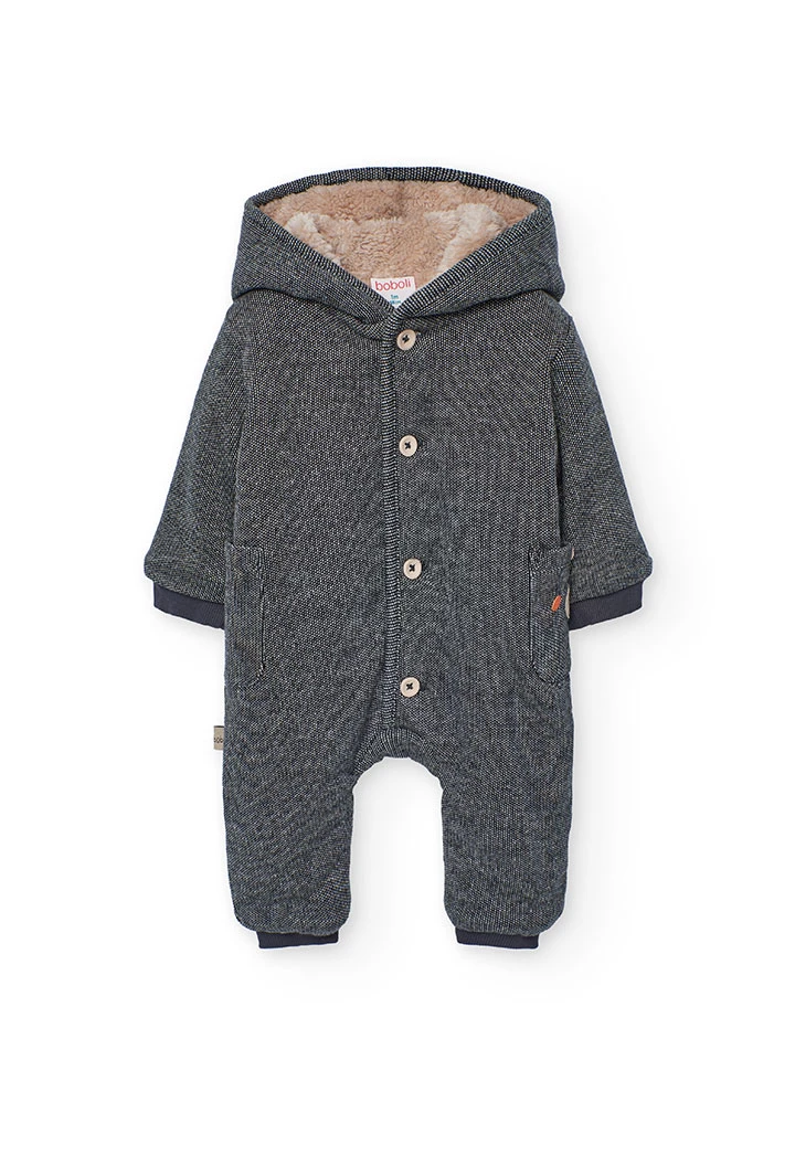 Grey knitted baby sleepsuit