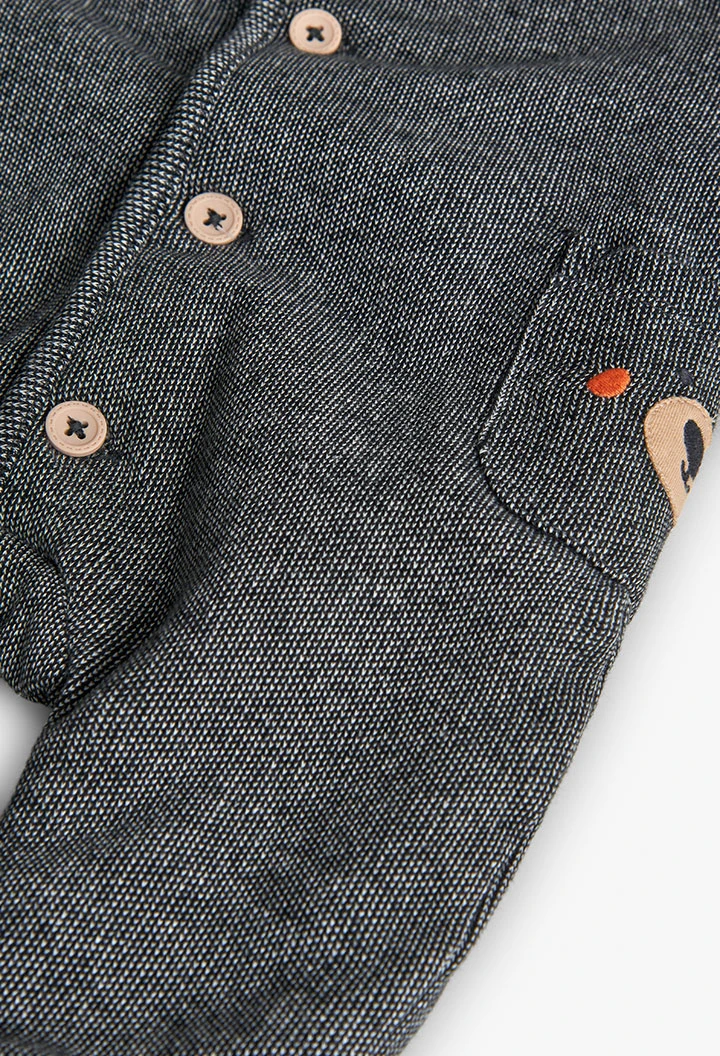 Grey knitted baby sleepsuit