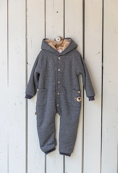 Grey knitted baby sleepsuit