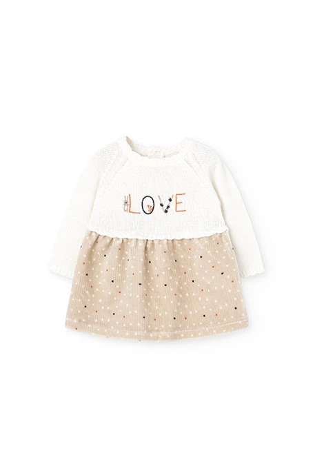 Robe crème à pois