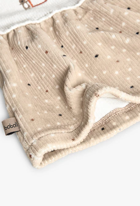 Vestido creme estampado de bolinhas