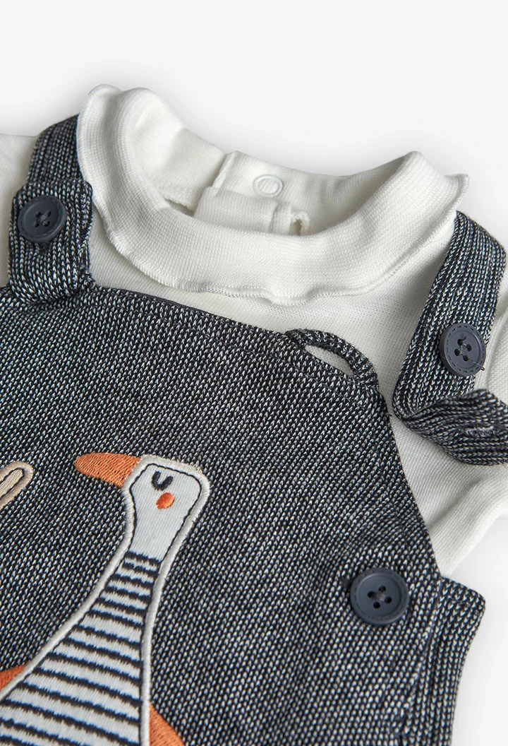 Completo neonati in maglia grigia animali