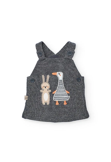 Conjunto bebé de malha cinza animais