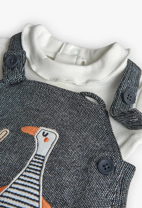 Completo neonati in maglia grigia animali