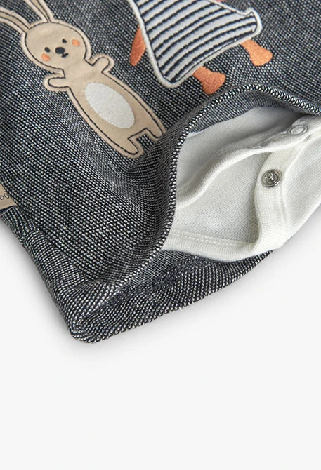 Completo neonati in maglia grigia animali