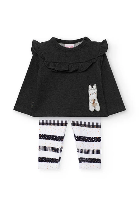 Completo per neonato in maglia grigio scuro