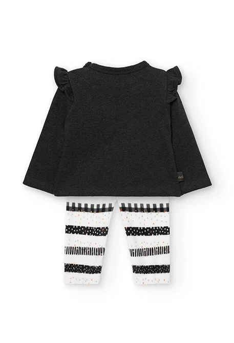 Conjunto bebé de malha cinza escuro