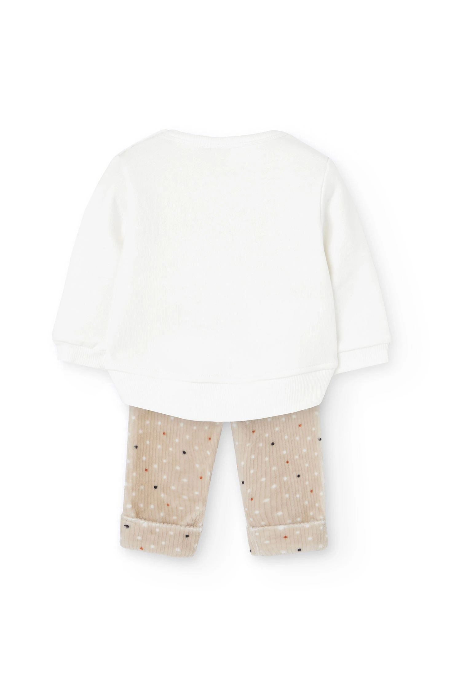 Ensemble Sweat-shirt + Pantalon Bébé VERTBAUDET - Sweat Rayé Avec Motif Brodé, Pantalon à Poches, 100% Coton