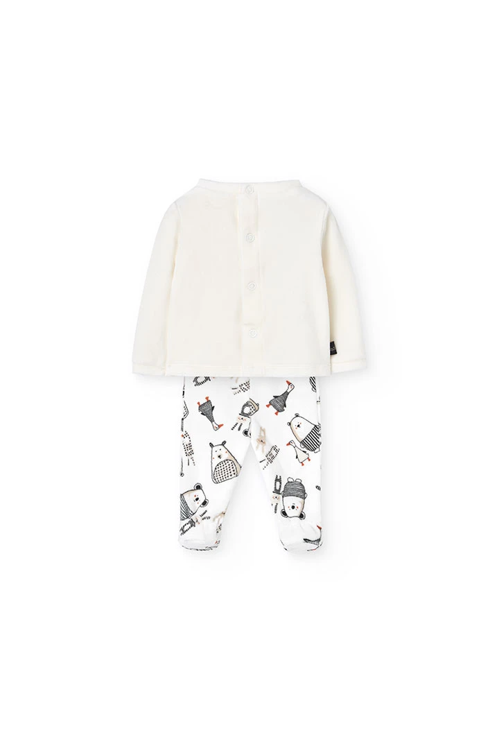 Ensemble bébé velours animaux blanc